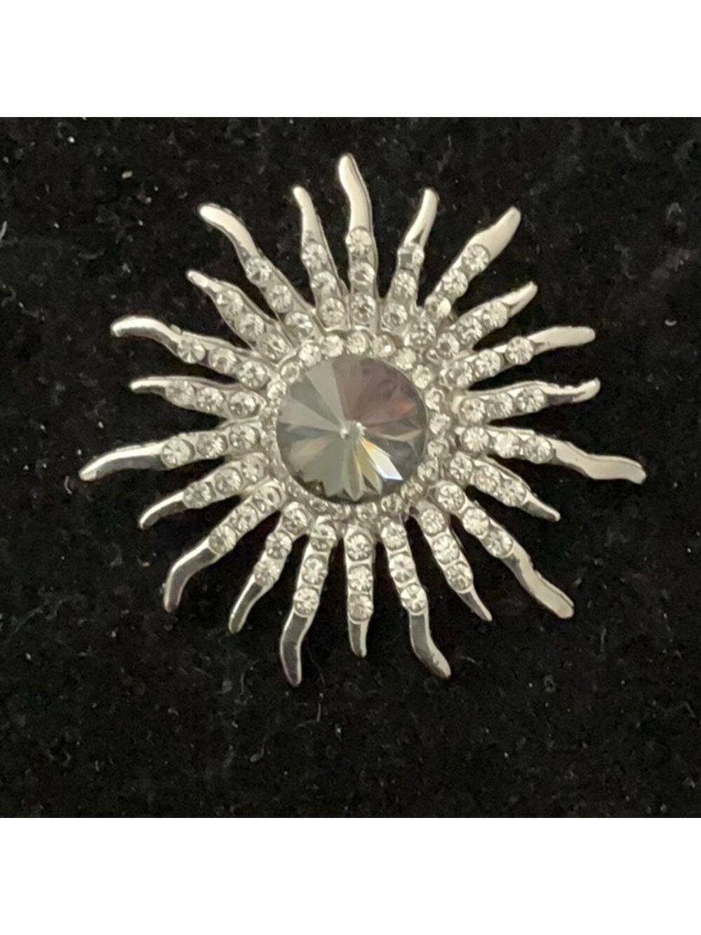 Silver Sunburst Brooch